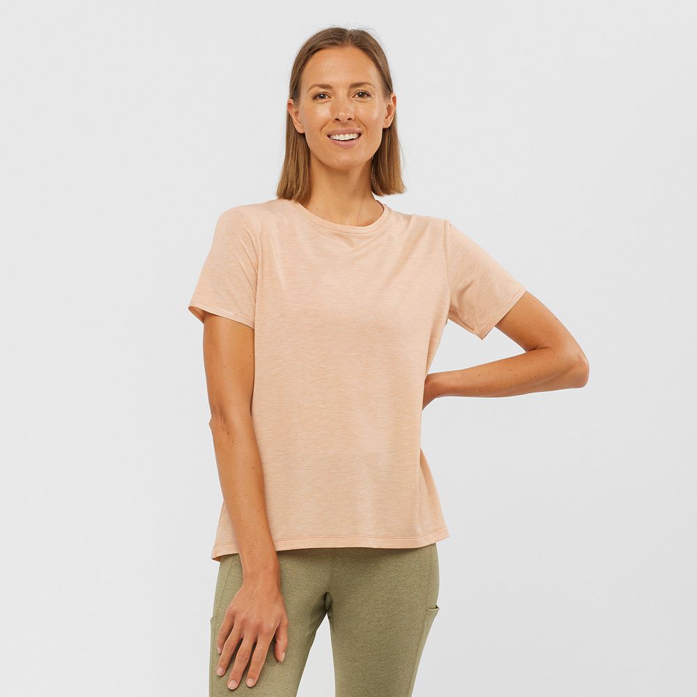 Camisetas Salomon Mujer Beige - Salomon Argentina ESSENTIAL TENCEL,752013-EKN